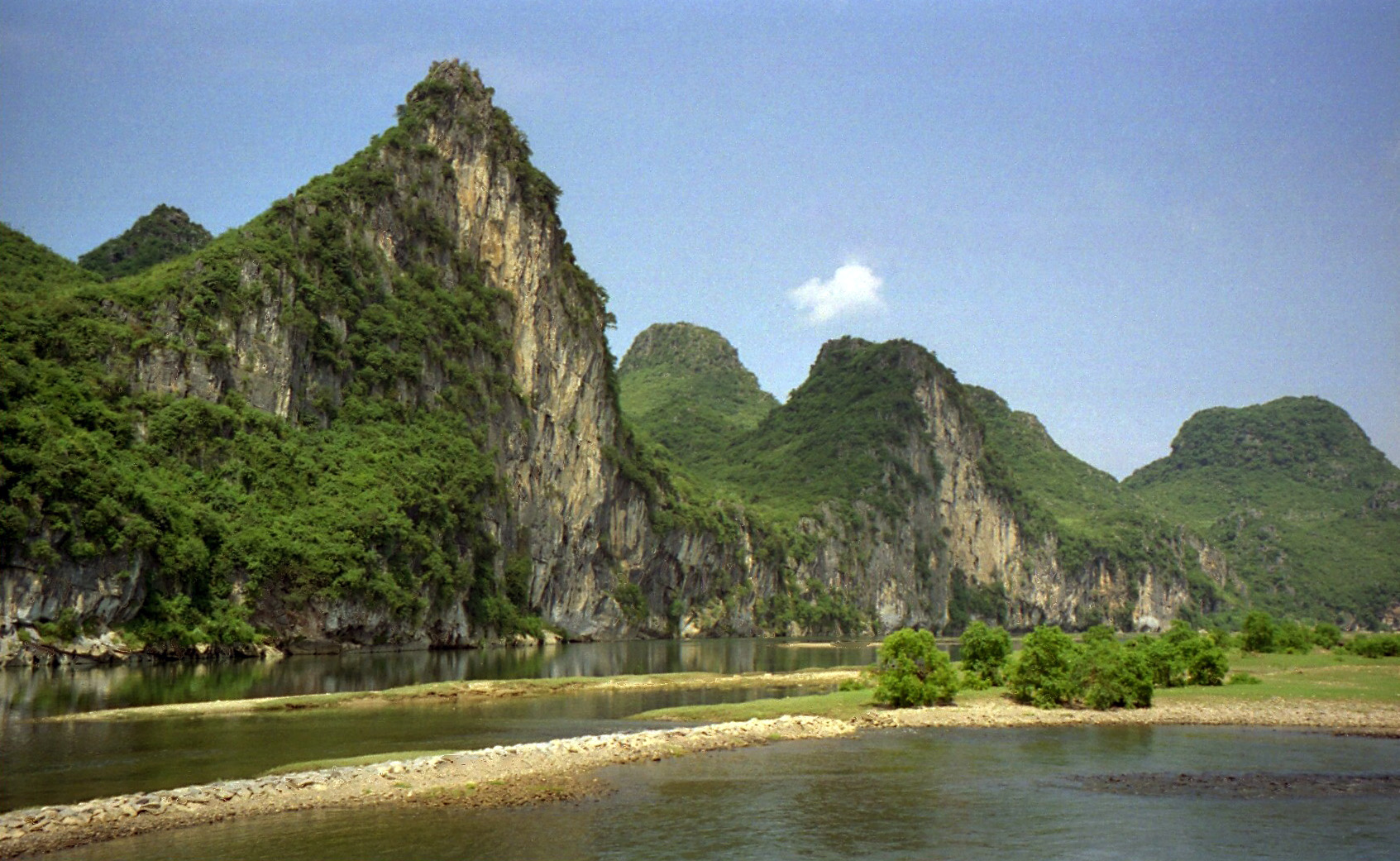 Li River and karst mountain landscape in Guilin, China