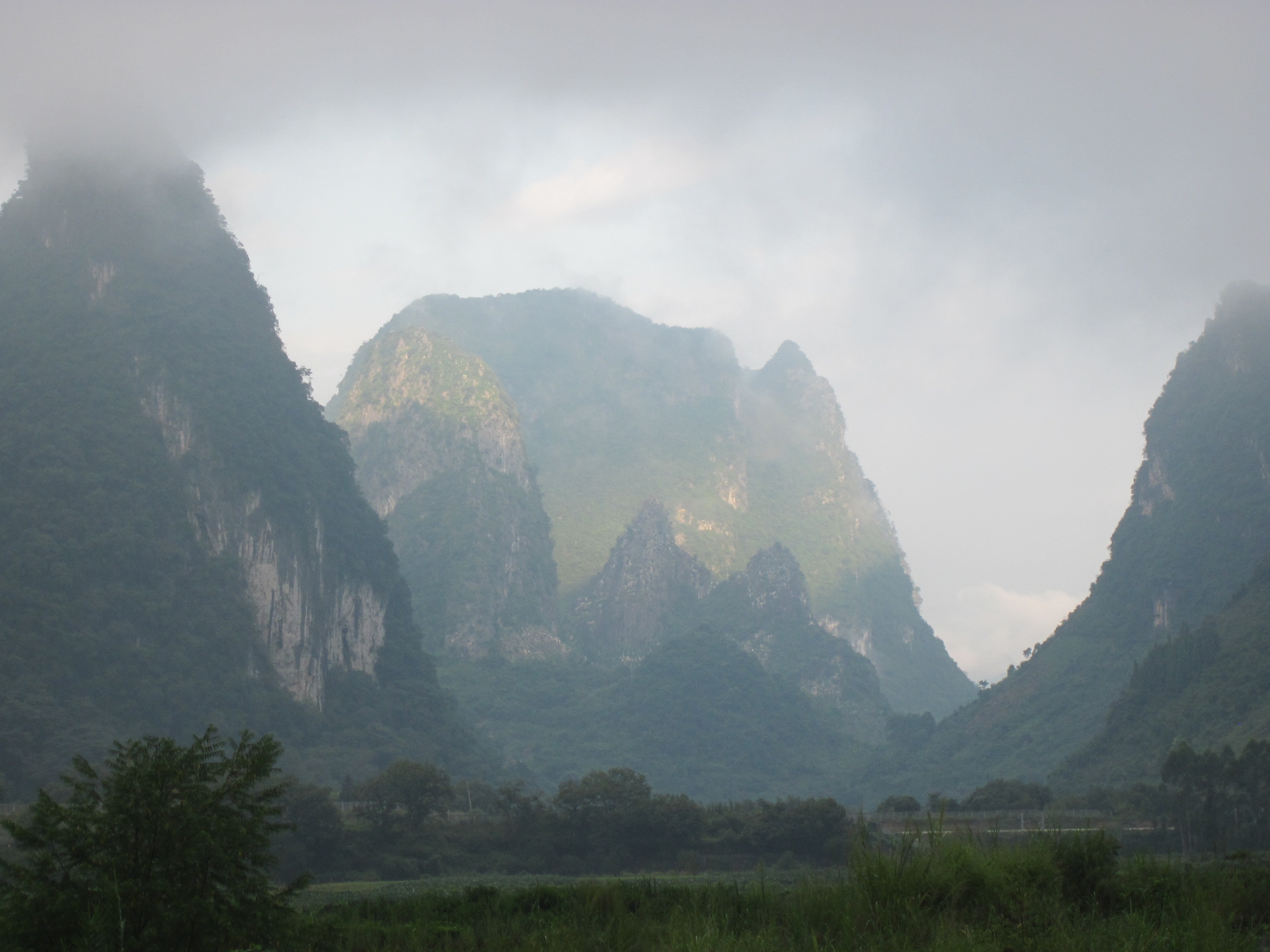 Li River surrounded by karst mountains near Guilin